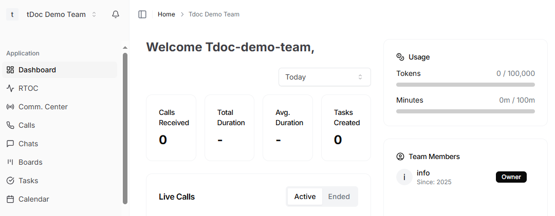 Team Account dashboard Team Account dashboard